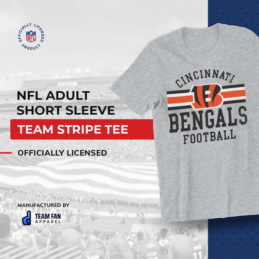 Cincinnati Bengals NFL Adult Short Sleeve Team Stripe Tee - Sport Gray