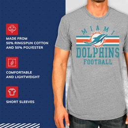 Miami Dolphins NFL Adult Short Sleeve Team Stripe Tee - Sport Gray