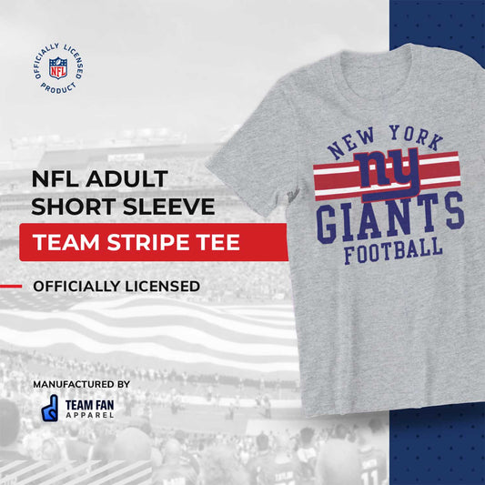 New York Giants NFL Adult Short Sleeve Team Stripe Tee - Sport Gray