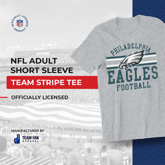 Philadelphia Eagles NFL Adult Short Sleeve Team Stripe Tee - Sport Gray