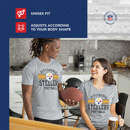 Pittsburgh Steelers NFL Adult Short Sleeve Team Stripe Tee - Sport Gray