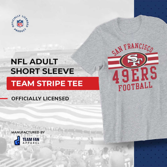 San Francisco 49ers NFL Adult Short Sleeve Team Stripe Tee - Sport Gray