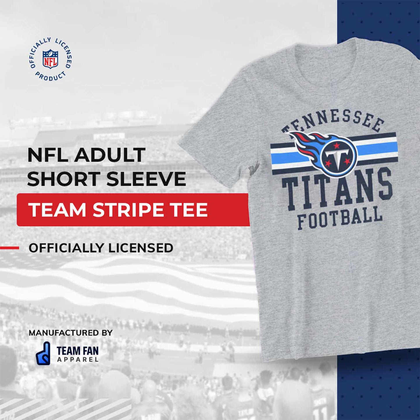 Tennessee Titans NFL Adult Short Sleeve Team Stripe Tee - Sport Gray