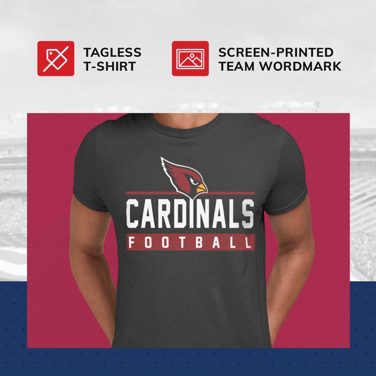 Arizona Cardinals NFL Adult MVP True Fan T-Shirt - Charcoal