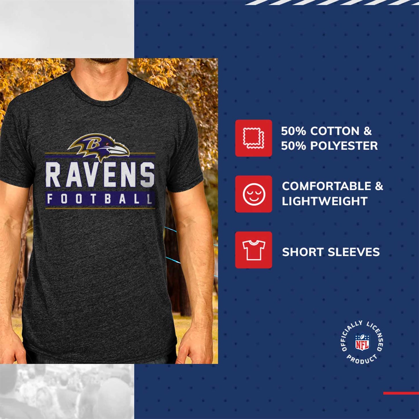 Baltimore Ravens NFL Adult MVP True Fan T-Shirt - Charcoal
