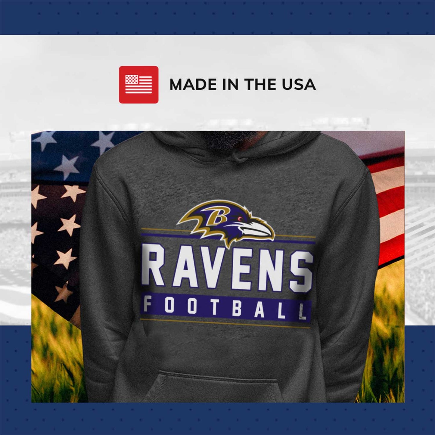 Baltimore Ravens NFL Adult True Fan Hooded Charcoal Sweatshirt - Charcoal