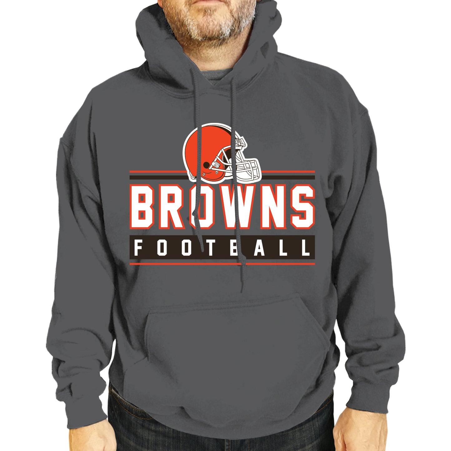Cleveland Browns NFL Adult True Fan Hooded Charcoal Sweatshirt - Charcoal