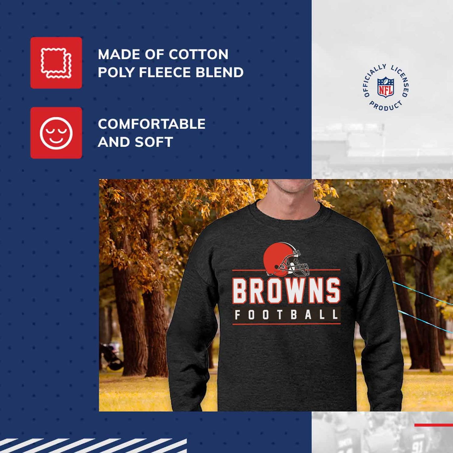 Cleveland Browns NFL Adult True Fan Crewneck Sweatshirt - Charcoal