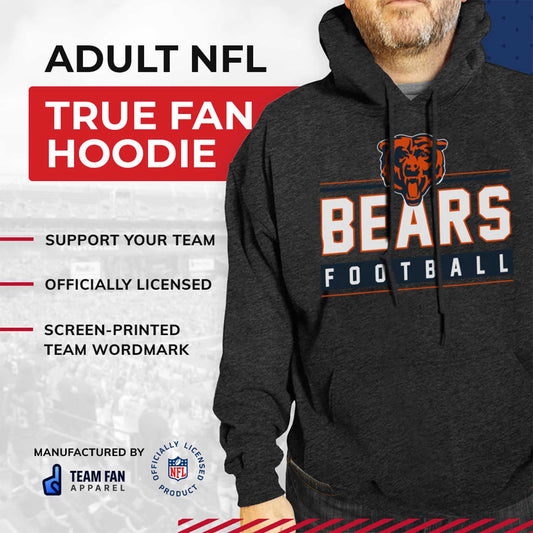 Chicago Bears NFL Adult True Fan Hooded Charcoal Sweatshirt - Charcoal