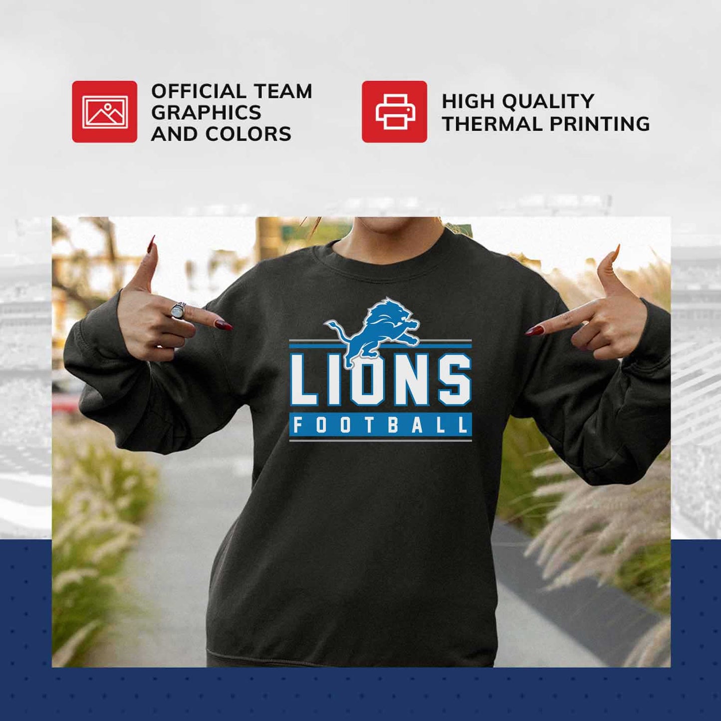Detroit Lions NFL Adult True Fan Crewneck Sweatshirt - Charcoal