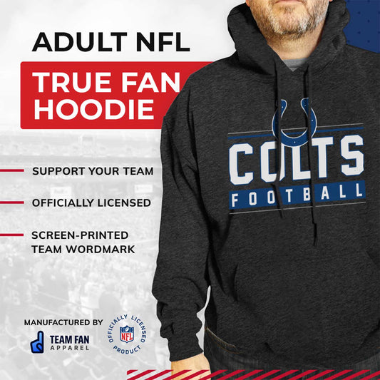 Indianapolis Colts NFL Adult True Fan Hooded Charcoal Sweatshirt - Charcoal