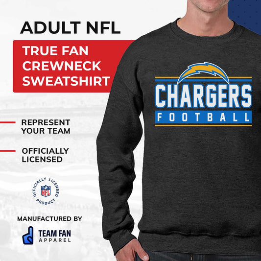 Los Angeles Chargers NFL Adult True Fan Crewneck Sweatshirt - Charcoal