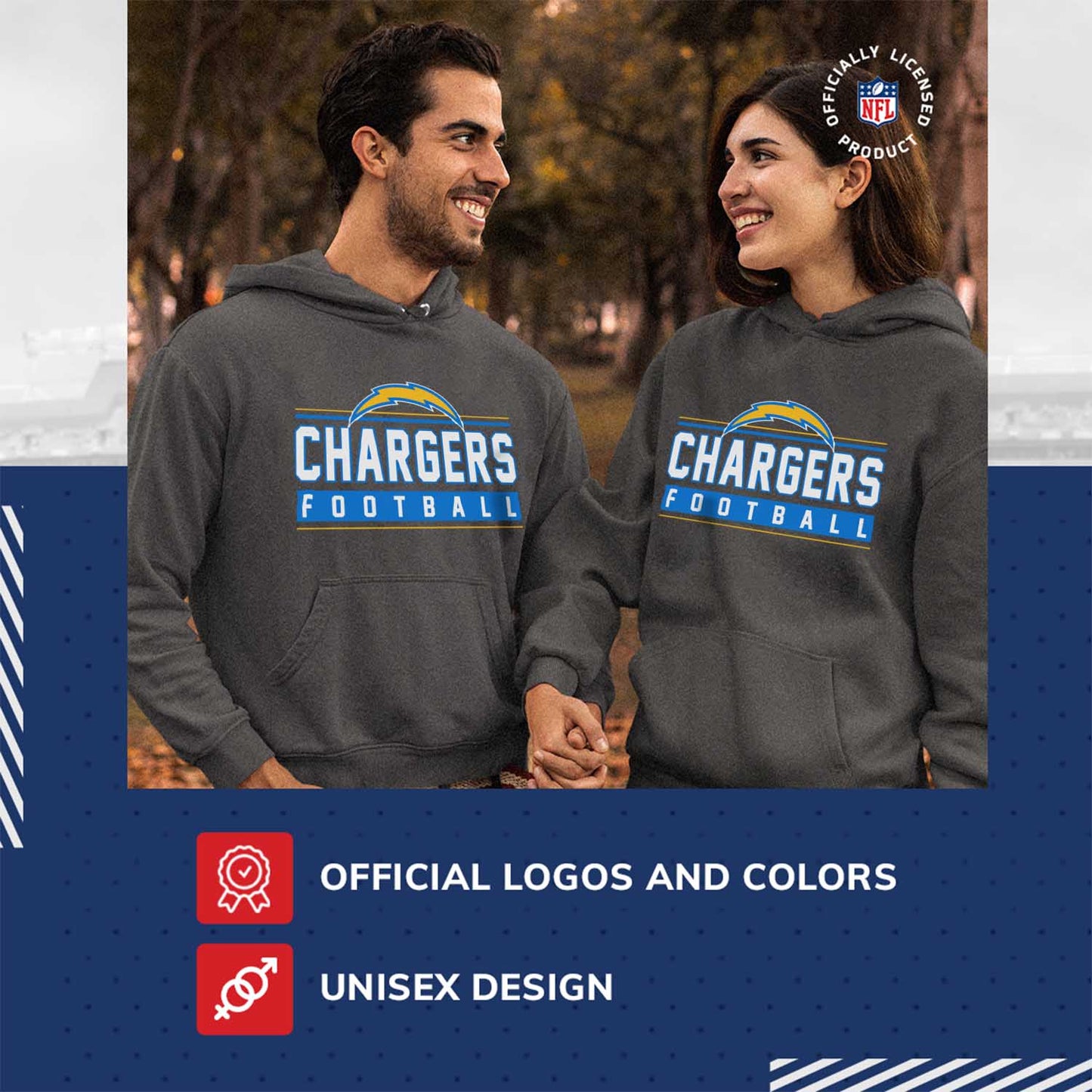 Los Angeles Chargers NFL Adult True Fan Hooded Charcoal Sweatshirt - Charcoal