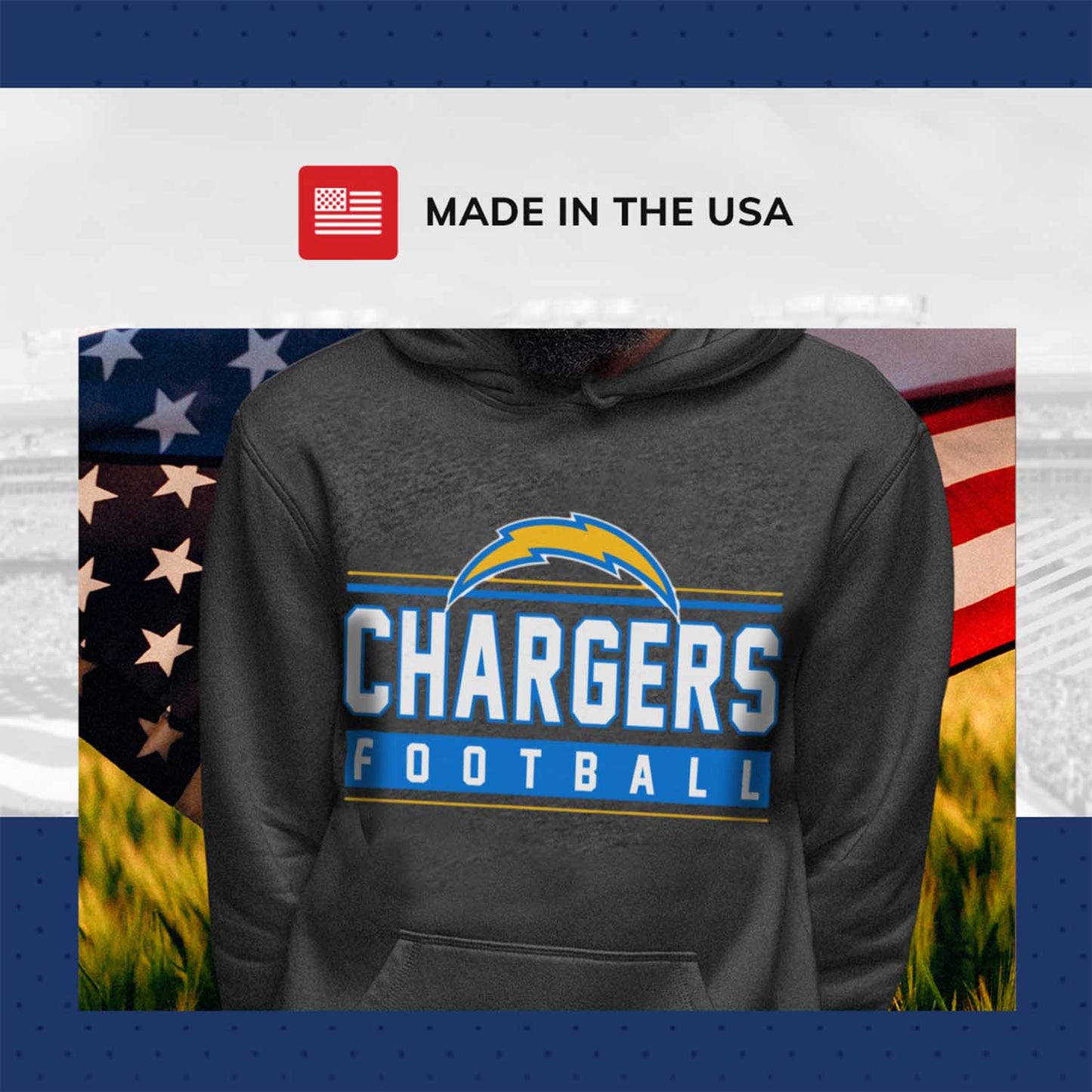 Los Angeles Chargers NFL Adult True Fan Hooded Charcoal Sweatshirt - Charcoal