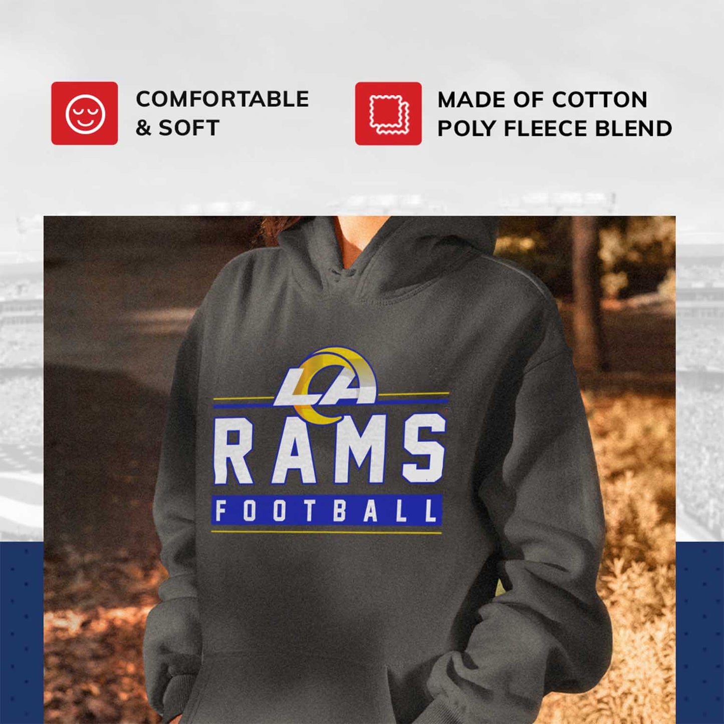 Los Angeles Rams NFL Adult True Fan Hooded Charcoal Sweatshirt - Charcoal
