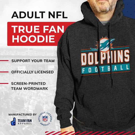 Miami Dolphins NFL Adult True Fan Hooded Charcoal Sweatshirt - Charcoal