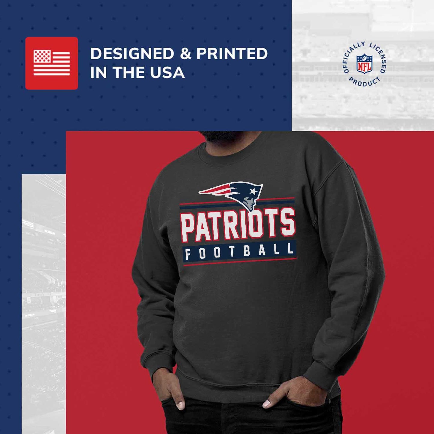 New England Patriots NFL Adult True Fan Crewneck Sweatshirt - Charcoal