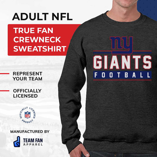 New York Giants NFL Adult True Fan Crewneck Sweatshirt - Charcoal