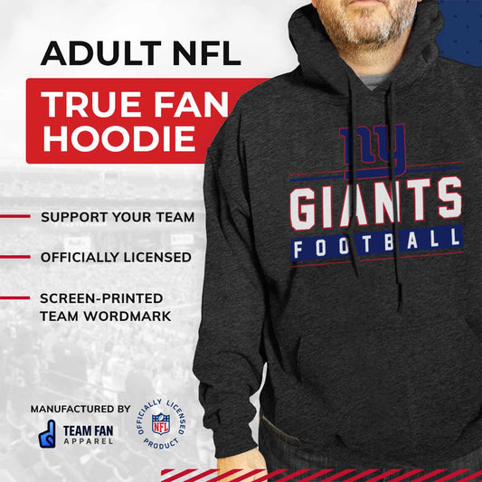 New York Giants NFL Adult True Fan Hooded Charcoal Sweatshirt - Charcoal