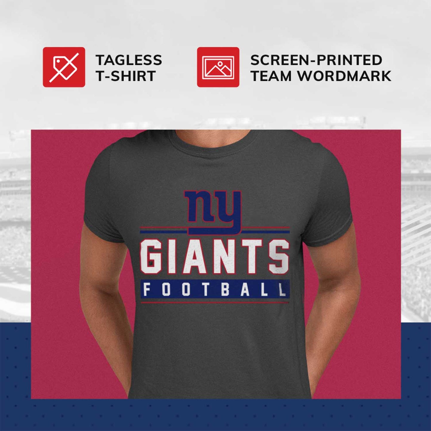 New York Giants NFL Adult MVP True Fan T-Shirt - Charcoal