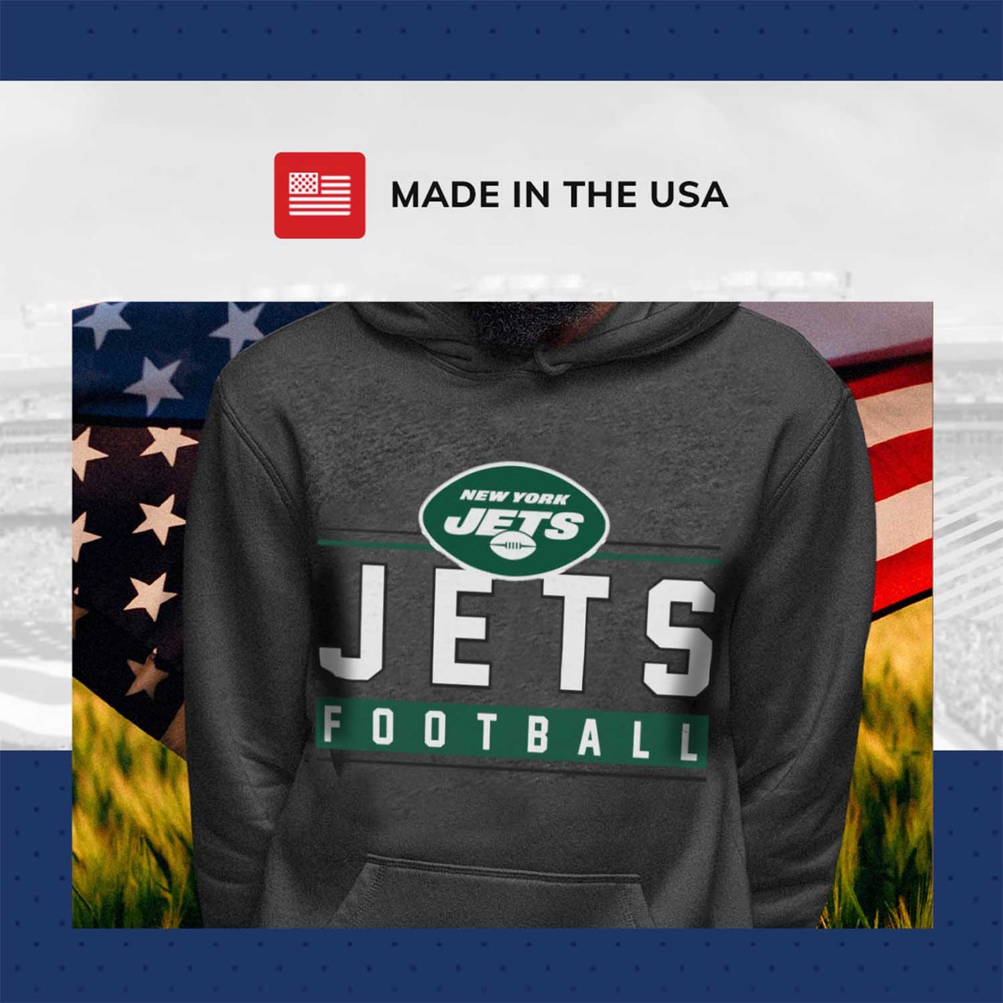 New York Jets NFL Adult True Fan Hooded Charcoal Sweatshirt - Charcoal