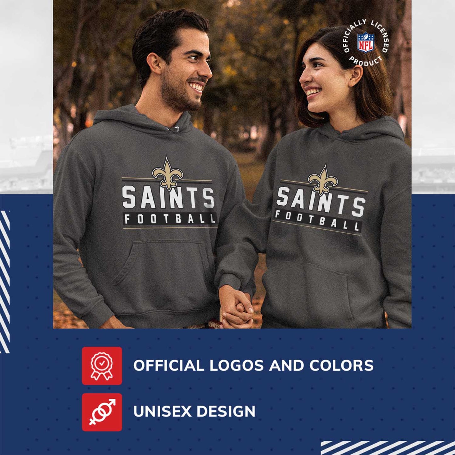 New Orleans Saints NFL Adult True Fan Hooded Charcoal Sweatshirt - Charcoal
