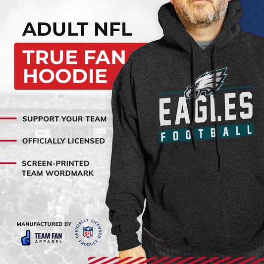 Philadelphia Eagles NFL Adult True Fan Hooded Charcoal Sweatshirt - Charcoal