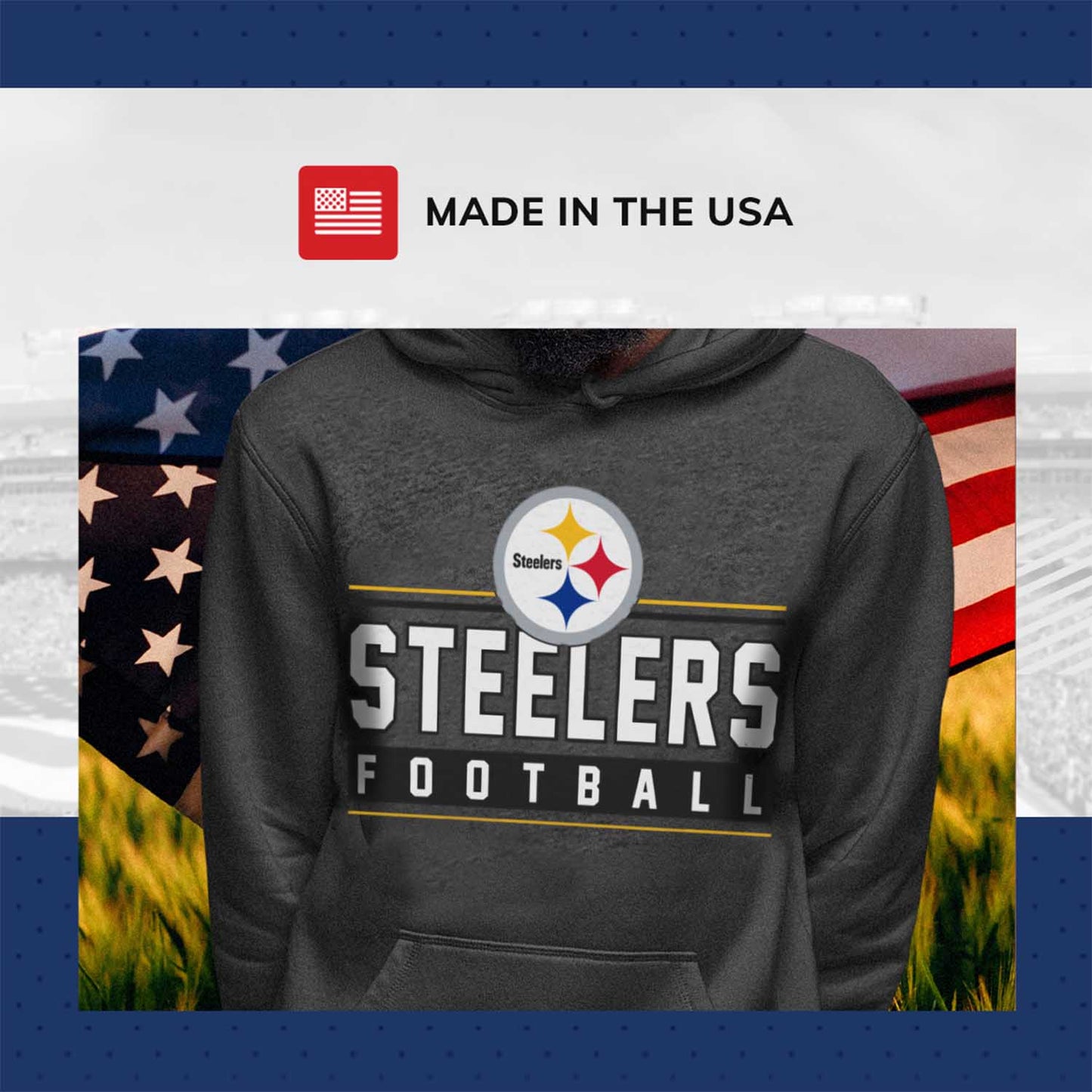 Pittsburgh Steelers NFL Adult True Fan Hooded Charcoal Sweatshirt - Charcoal