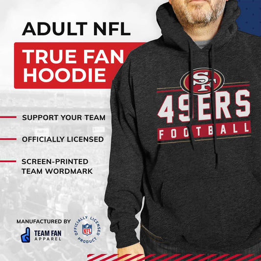 San Francisco 49ers NFL Adult True Fan Hooded Charcoal Sweatshirt - Charcoal