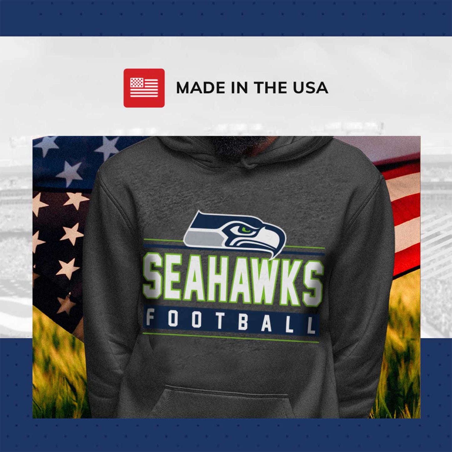 Seattle Seahawks NFL Adult True Fan Hooded Charcoal Sweatshirt - Charcoal