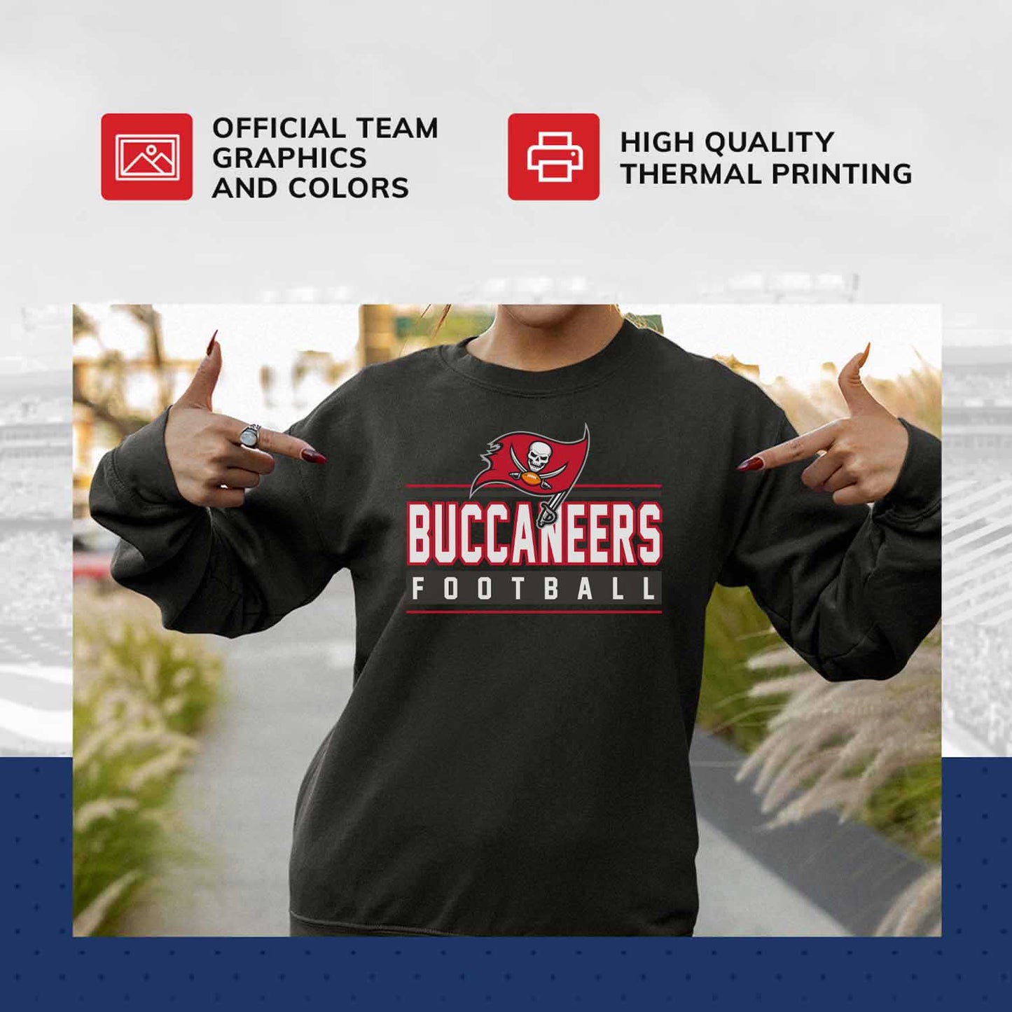 Tampa Bay Buccaneers NFL Adult True Fan Crewneck Sweatshirt - Charcoal