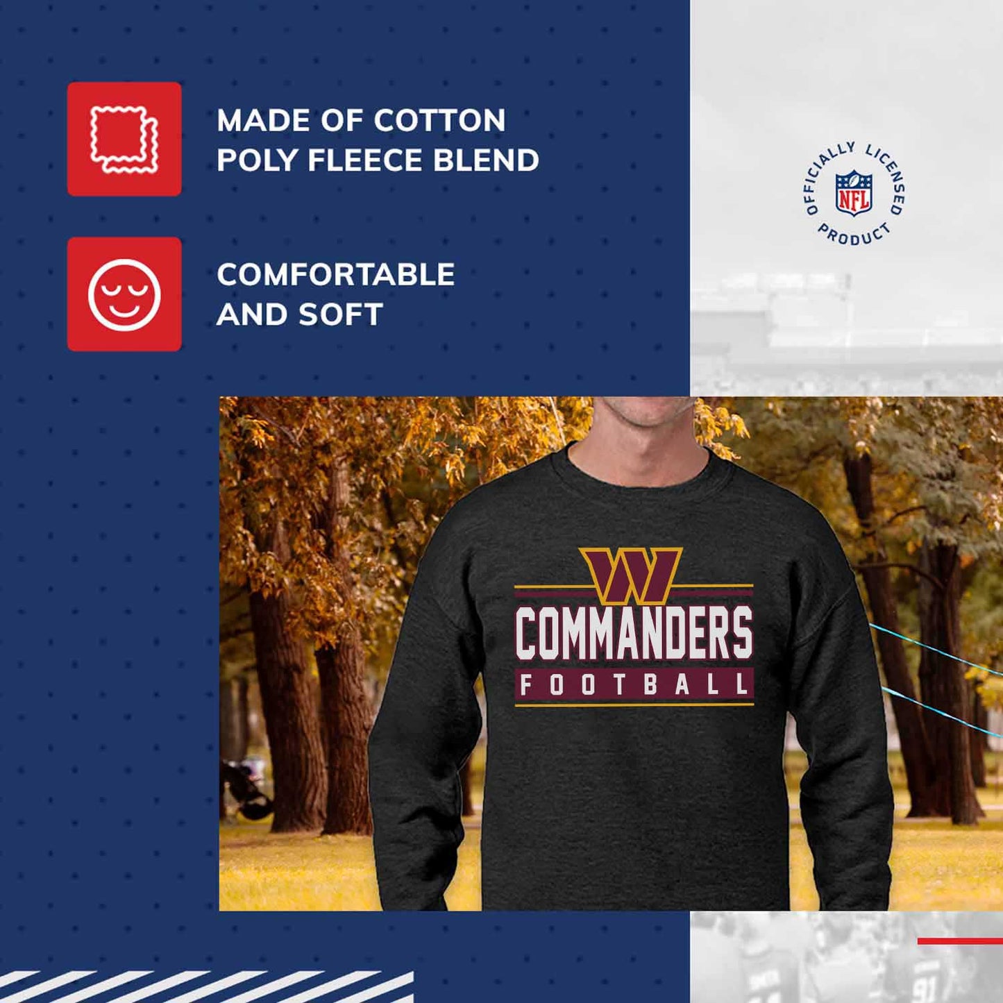 Washington Commanders NFL Adult True Fan Crewneck Sweatshirt - Charcoal