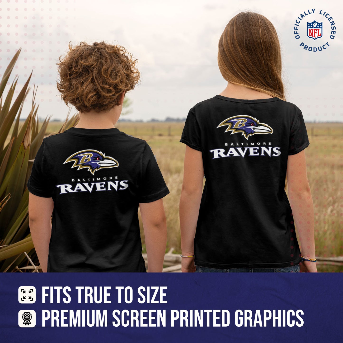 Baltimore Ravens Team Fan Apparel NFL Youth Final Countdown Tee- Pro Football T-Shirt For Boys & Girls - Black