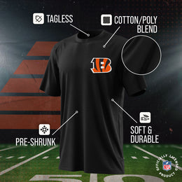 Cincinnati Bengals Team Fan Apparel NFL Youth Final Countdown Tee- Pro Football T-Shirt For Boys & Girls - Black