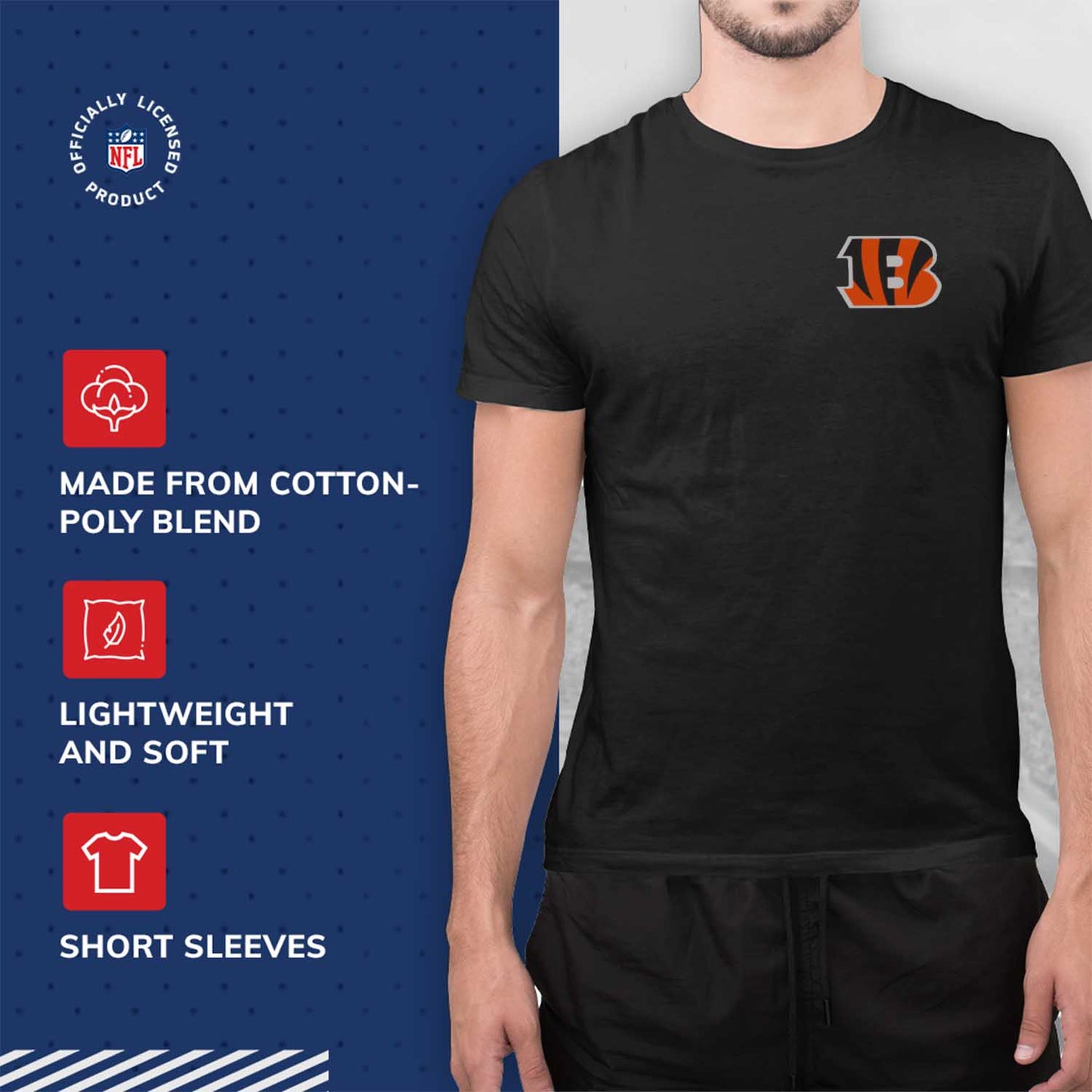 Cincinnati Bengals NFL Pro Football Final Countdown Adult Cotton-Poly Short Sleeved T-Shirt For Men & Women - Black