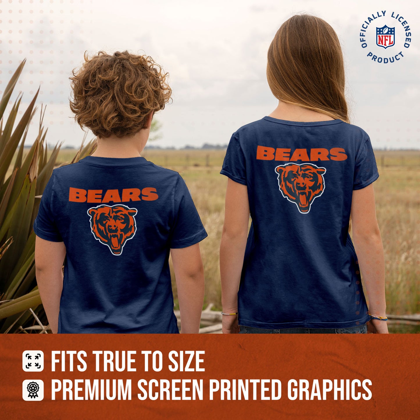 Chicago Bears Team Fan Apparel NFL Youth Final Countdown Tee- Pro Football T-Shirt For Boys & Girls - Navy