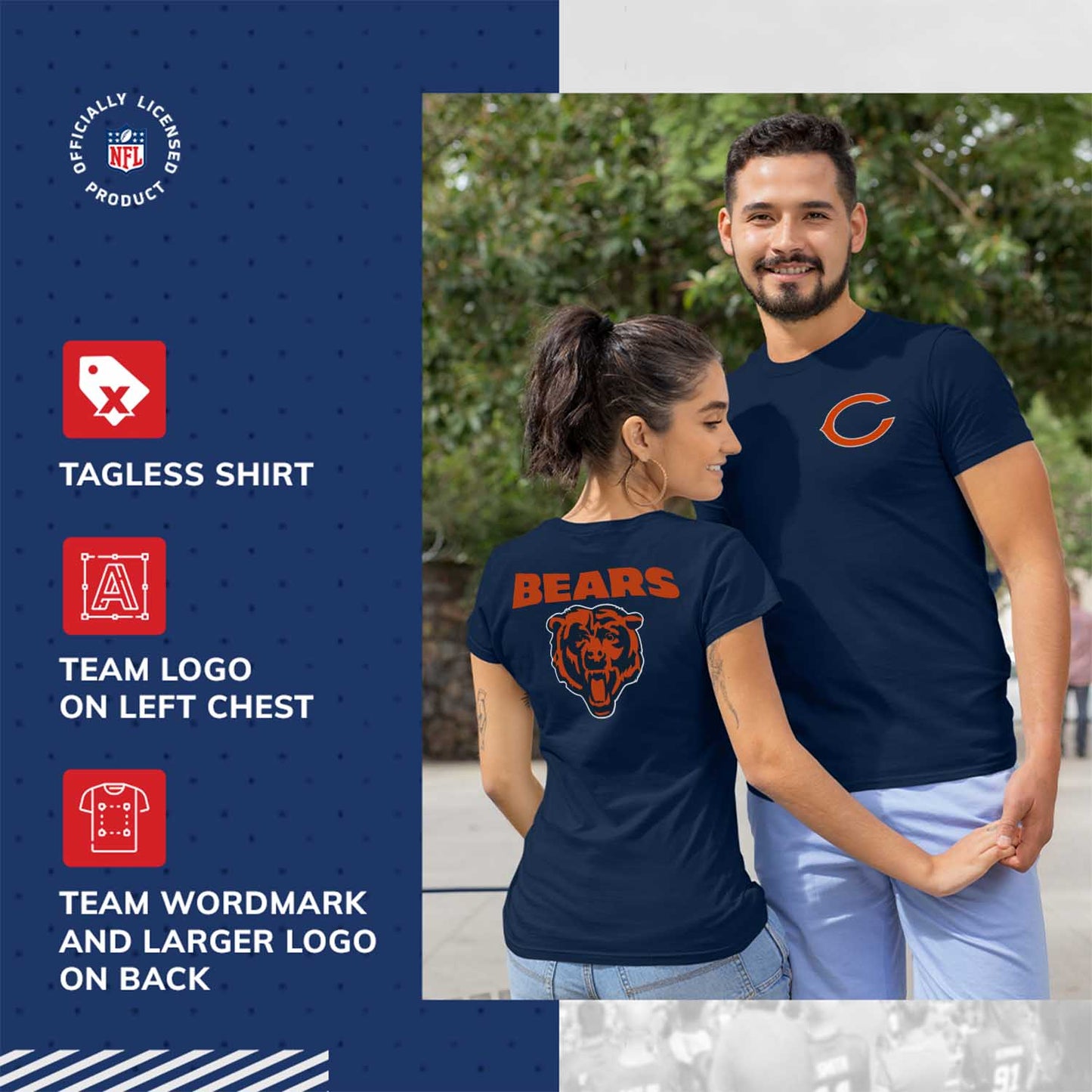 Chicago Bears NFL Pro Football Final Countdown Adult Cotton-Poly Short Sleeved T-Shirt For Men & Women - Navy