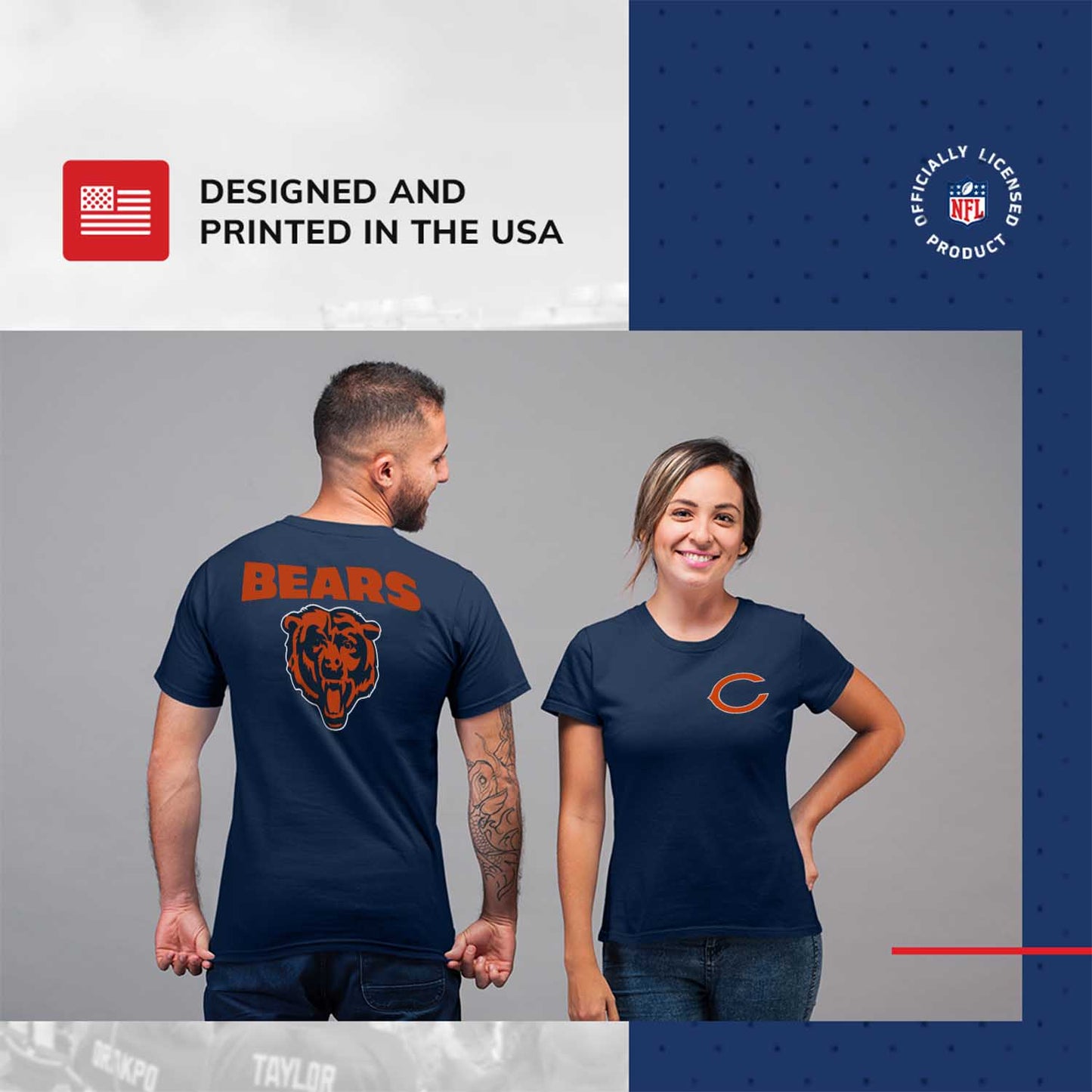 Chicago Bears NFL Pro Football Final Countdown Adult Cotton-Poly Short Sleeved T-Shirt For Men & Women - Navy