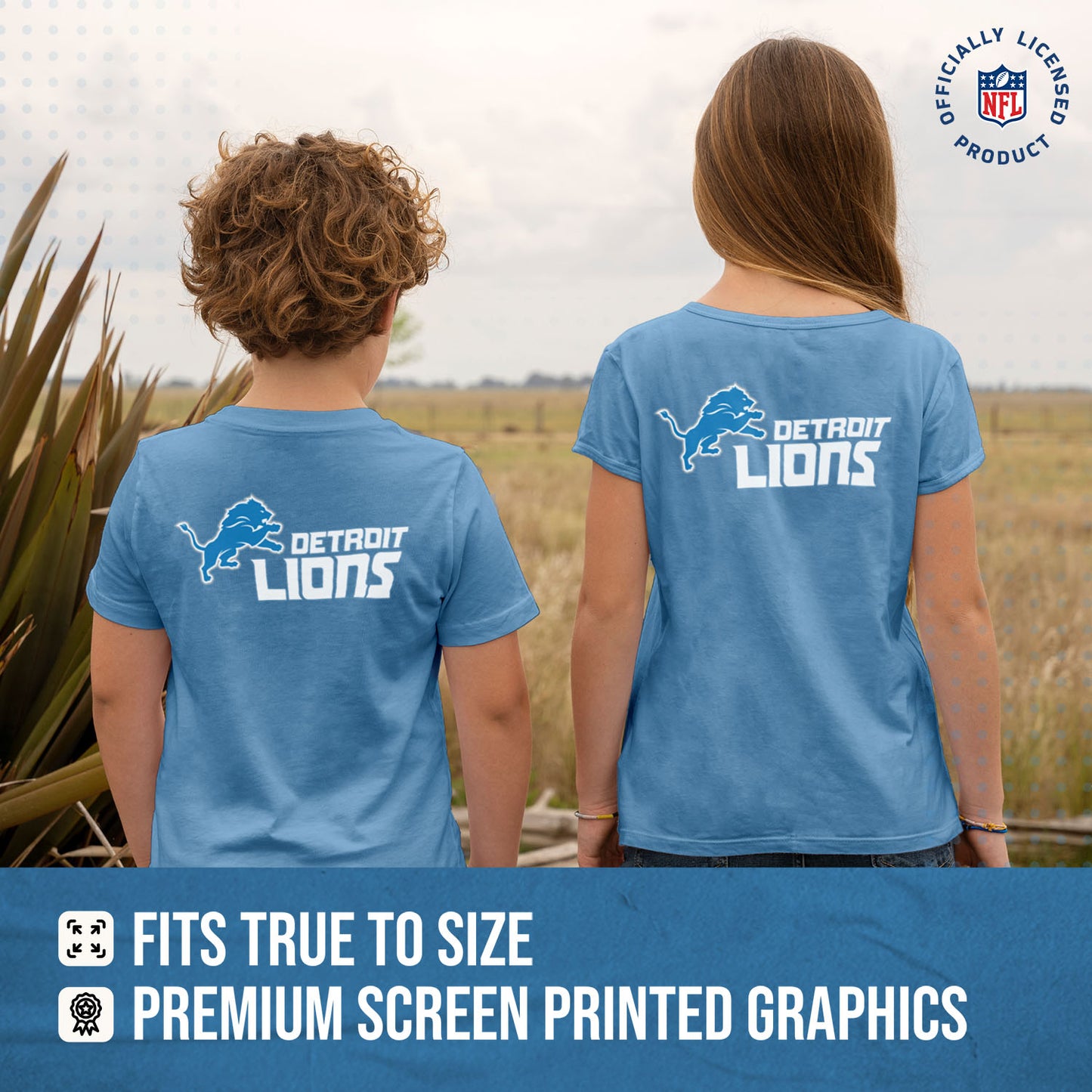 Detroit Lions Team Fan Apparel NFL Youth Final Countdown Tee- Pro Football T-Shirt For Boys & Girls - Blue