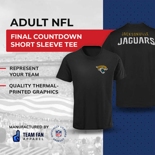 Jacksonville Jaguars NFL Pro Football Final Countdown Adult Cotton-Poly Short Sleeved T-Shirt For Men & Women - Black