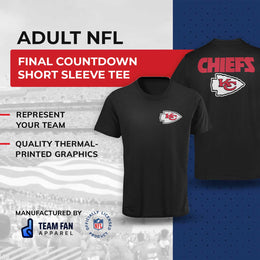 Kansas City Chiefs NFL Pro Football Final Countdown Adult Cotton-Poly Short Sleeved T-Shirt For Men & Women - Black
