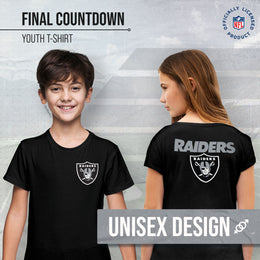 Las Vegas Raiders Team Fan Apparel NFL Youth Final Countdown Tee- Pro Football T-Shirt For Boys & Girls - Black