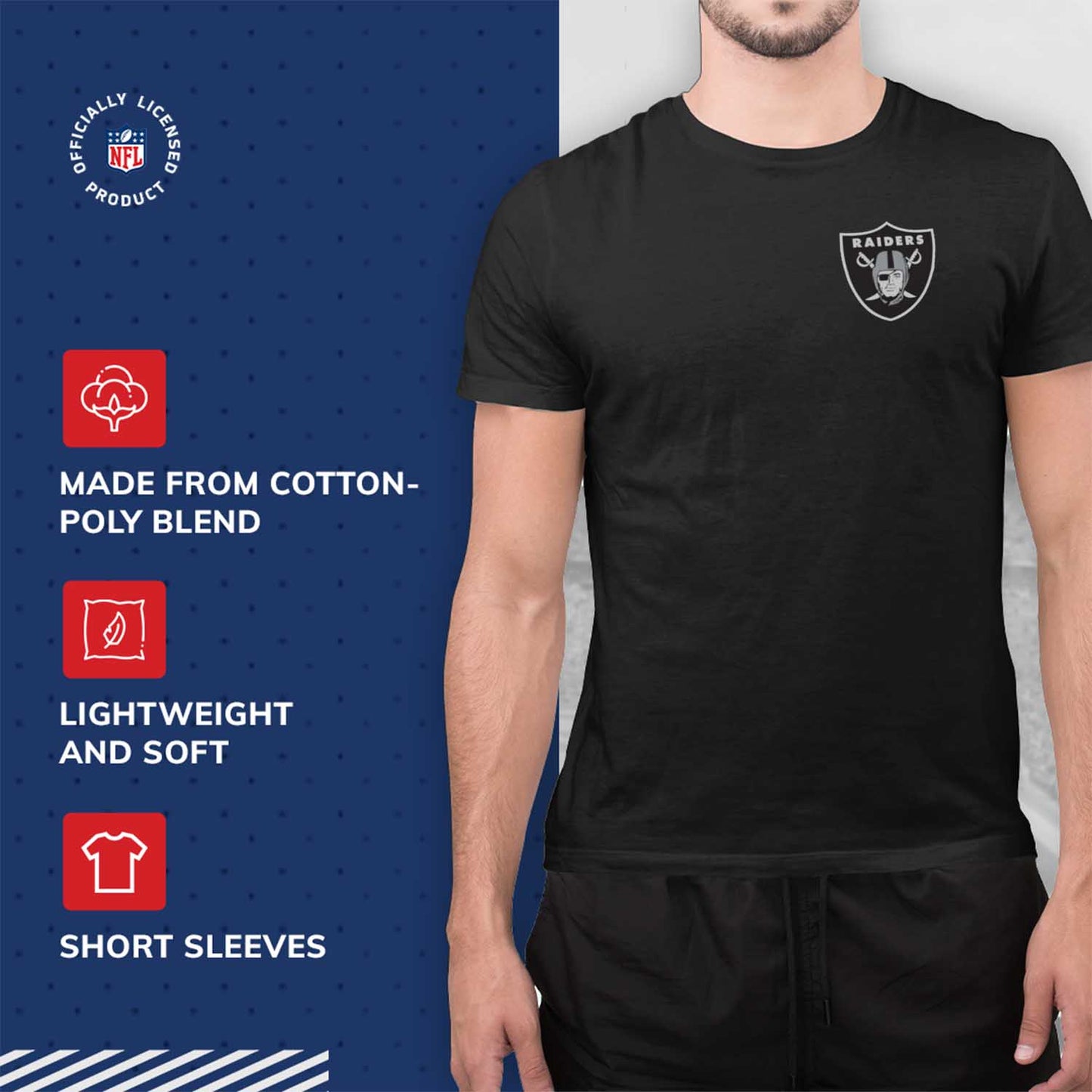 Las Vegas Raiders NFL Pro Football Final Countdown Adult Cotton-Poly Short Sleeved T-Shirt For Men & Women - Black