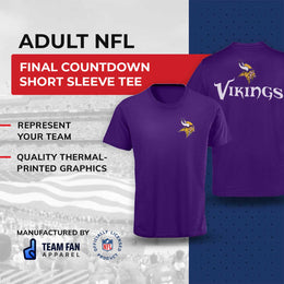 Minnesota Vikings NFL Pro Football Final Countdown Adult Cotton-Poly Short Sleeved T-Shirt For Men & Women - Purple