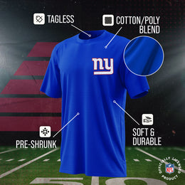 New York Giants Team Fan Apparel NFL Youth Final Countdown Tee- Pro Football T-Shirt For Boys & Girls - Royal