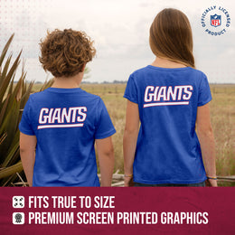 New York Giants Team Fan Apparel NFL Youth Final Countdown Tee- Pro Football T-Shirt For Boys & Girls - Royal