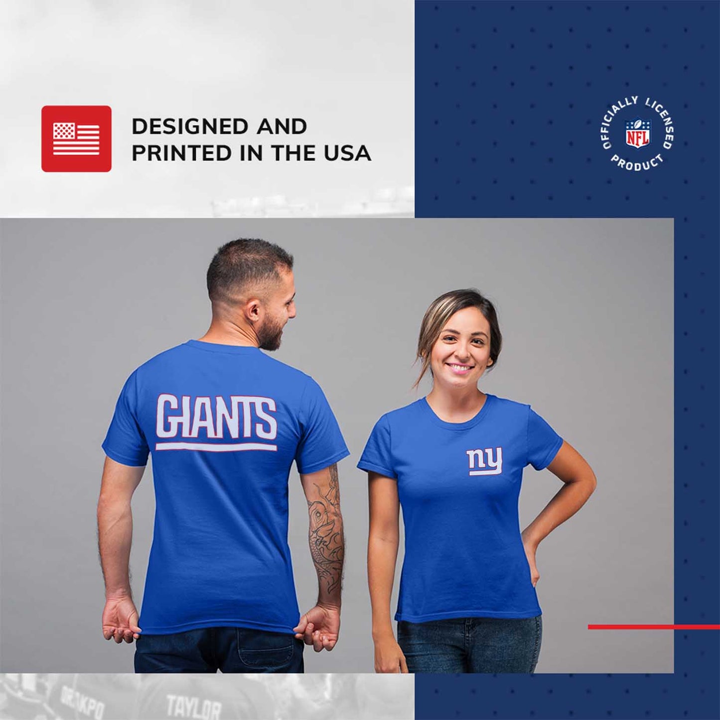 New York Giants NFL Pro Football Final Countdown Adult Cotton-Poly Short Sleeved T-Shirt For Men & Women - Royal