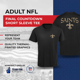 New Orleans Saints NFL Pro Football Final Countdown Adult Cotton-Poly Short Sleeved T-Shirt For Men & Women - Black