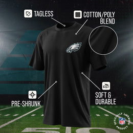 Philadelphia Eagles Team Fan Apparel NFL Youth Final Countdown Tee- Pro Football T-Shirt For Boys & Girls - Black