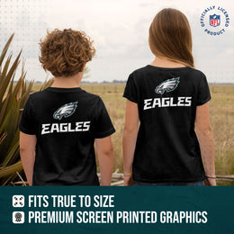 Philadelphia Eagles Team Fan Apparel NFL Youth Final Countdown Tee- Pro Football T-Shirt For Boys & Girls - Black